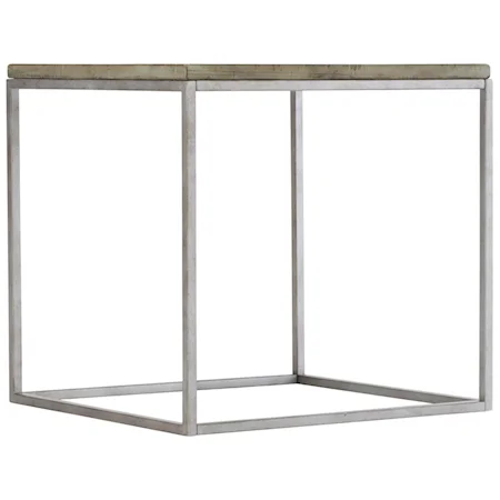 Gresham Rustic-Modern End Table with Steel Base